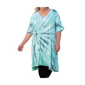 NEW ON THE PLUS SIDE short sleeve v-neck cara tunic - plus in seafoam